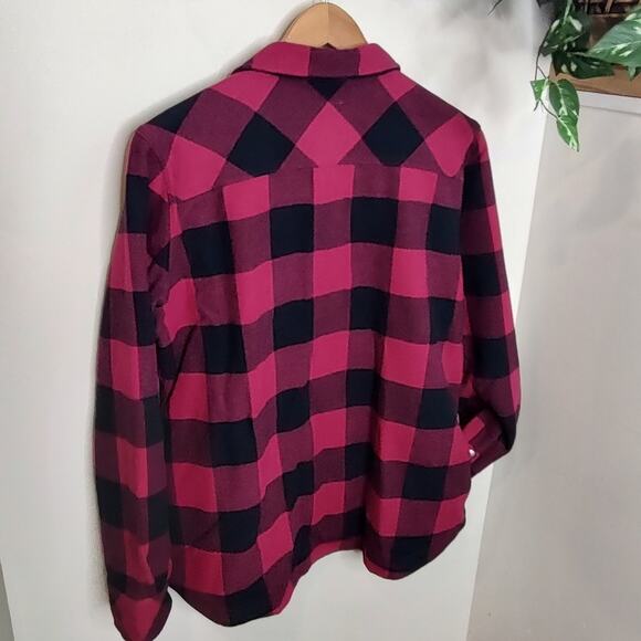 Orvis Fleece Lined Shirt Jacket in Hot Pink/Black Buffalo Check Print Size - Picture 7 of 10